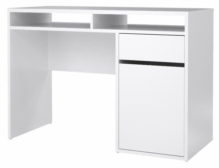 BUREAU 1 PORTE 1 TIROIR 2 NICHES - BLANC - Image 2