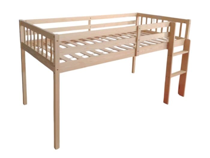 LIT SURÉLEVÉ 90X190 - BOIS NATUREL ( AVEC SOMMIER ) - Image 2