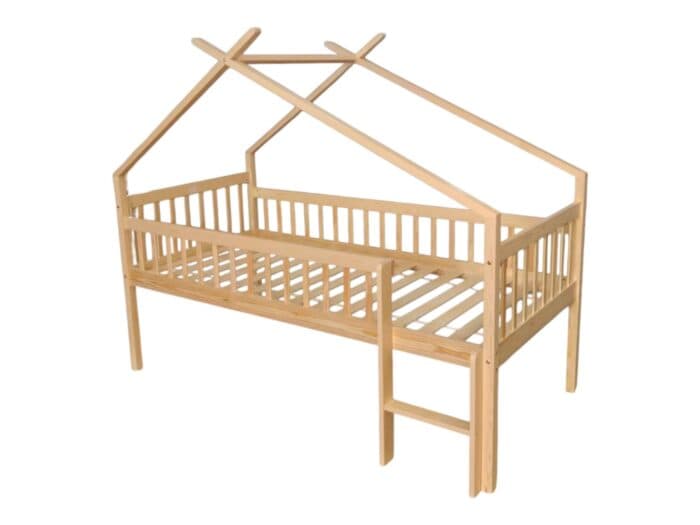 LIT TIPI SURÉLEVÉ 90X190 - BOIS NATUREL ( AVEC SOMMIER ) - Image 2