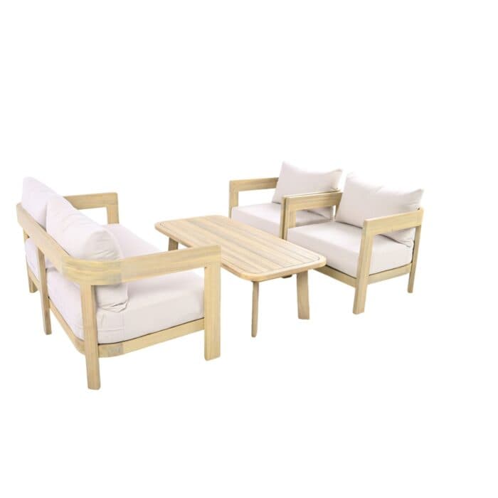 SALON DE JARDIN CANAPÉ 2 PLACES + 2 FAUTEUILS + TABLE BASSE- NATUREL - Image 2