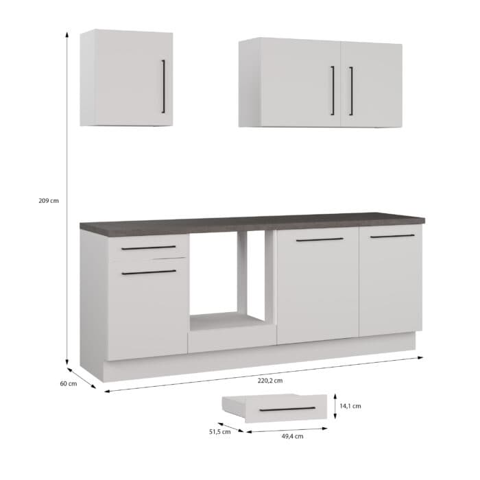 CUISINE EN BLOC - BLANC &amp; GRIS ( HORS ELECTROMÉNAGERS ET SANITAIRE ) - Image 3