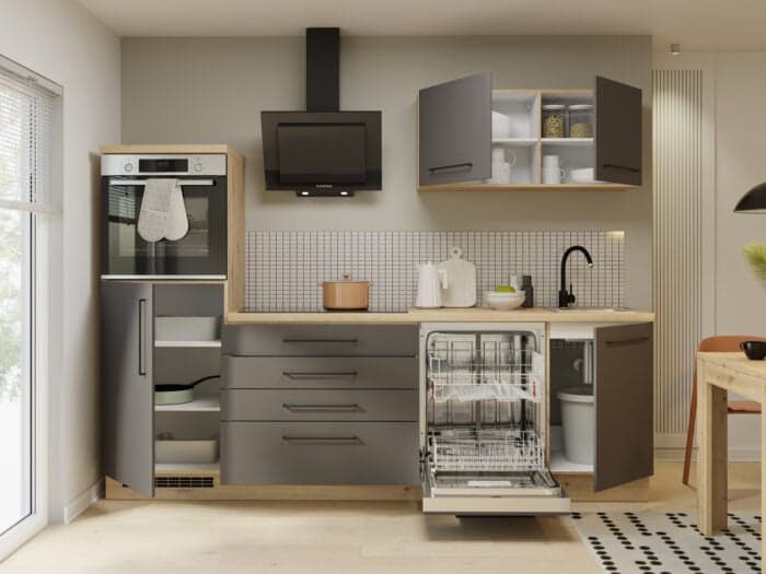 CUISINE EN BLOC - GRIS &amp; CHENE ( HORS ELECTROMÉNAGERS ET SANITAIRES ) - Image 3