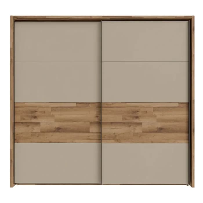 ARMOIRE 2 PORTES COULISSANTES  - BLANC ET CHÊNE - Image 1