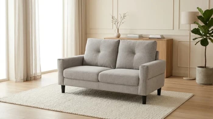 CANAPE 2 PLACES EN TISSU - GRIS - Image 1