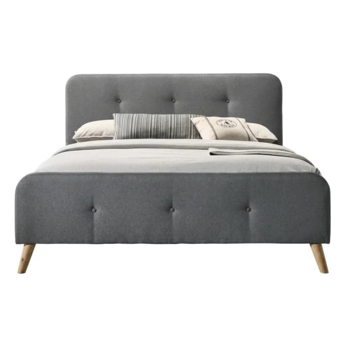 LIT TISSU 140 X 190 CM AVEC SOMMIER - GRIS - Image 1
