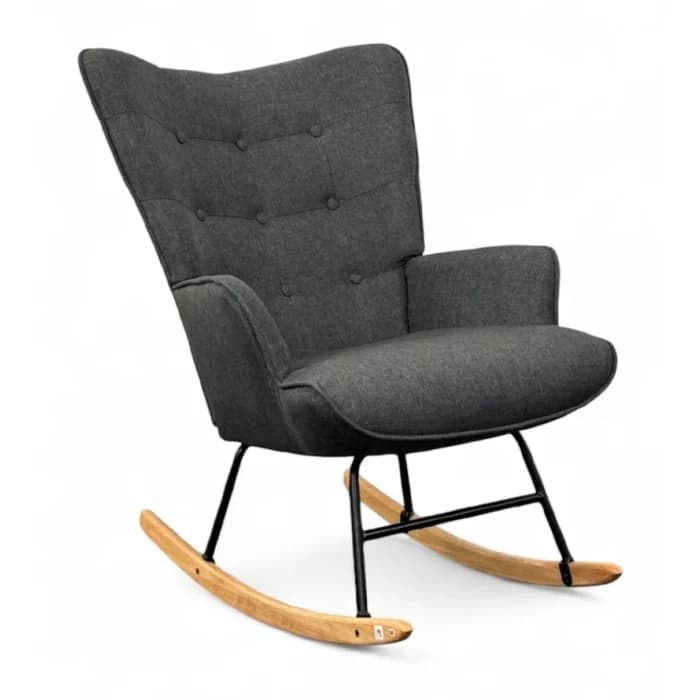 FAUTEUIL ROCKING CHAIR EN TISSU - GRIS - Image 1