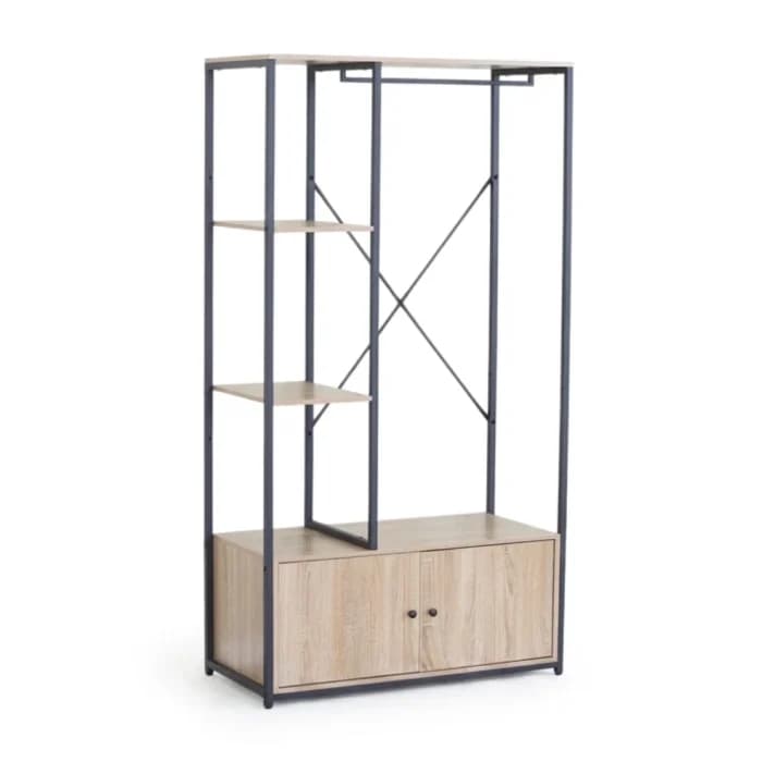 DRESSING 2 PORTES - CHÊNE MODERN OAK ET MÉTAL NOIR - Image 1