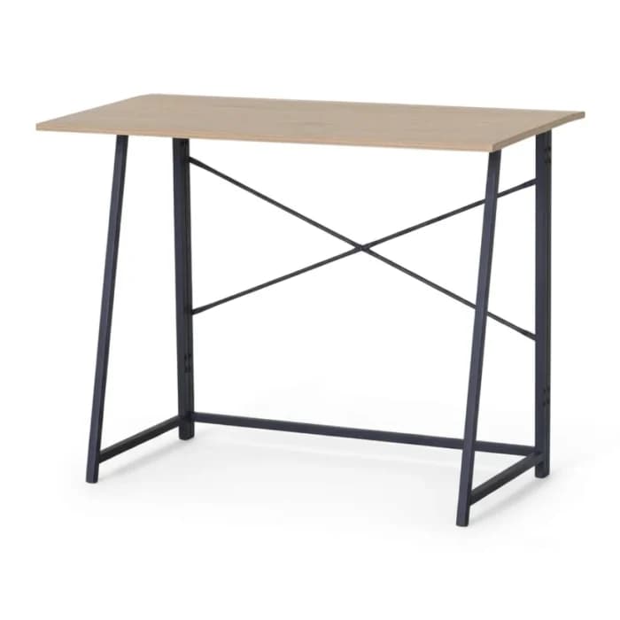 BUREAU  - CHÊNE ET MÉTAL NOIR L100 CM - Image 1