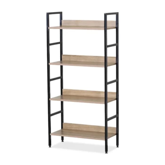 ÉTAGÈRE 4 TABLETTES - CHÊNE MODERN OAK ET MÉTAL NOIR - Image 1