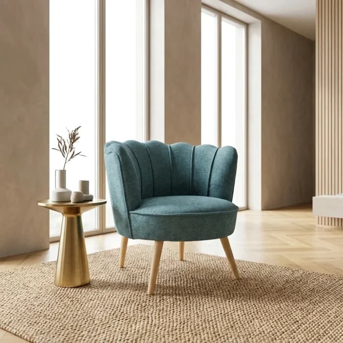 FAUTEUIL EN TISSU - TURQUOISE - Image 1