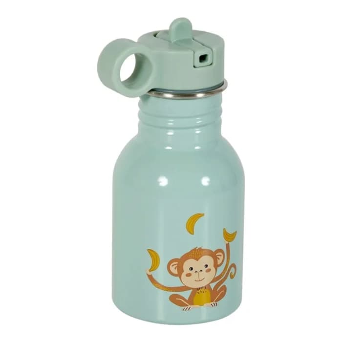 GOURDE ENFANT 350ML EN MÉTAL MOTIF SINGE - VERT - Image 1