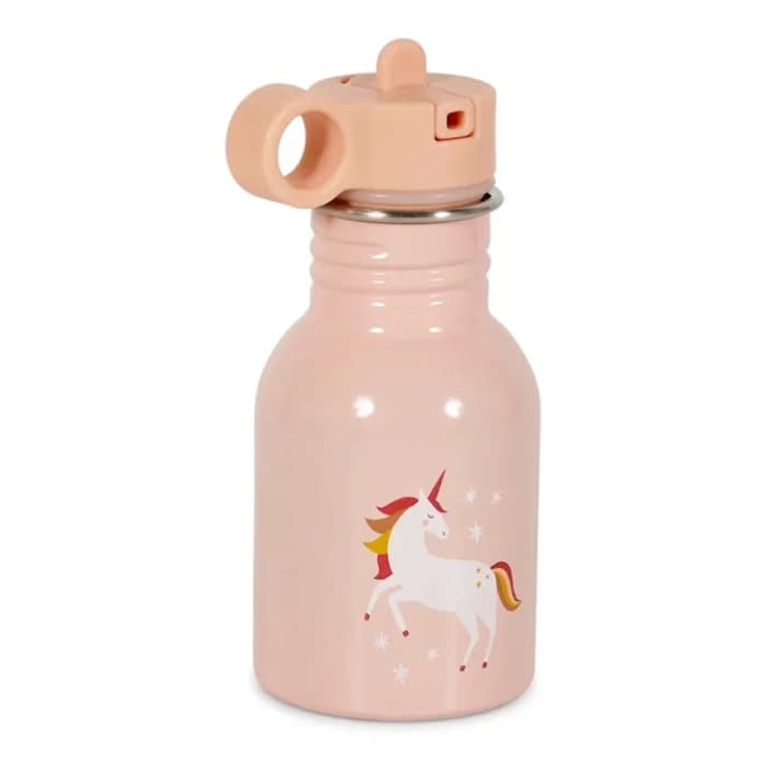 GOURDE ENFANT 350ML EN MÉTAL MOTIF LICORNE - ROSE - Image 1