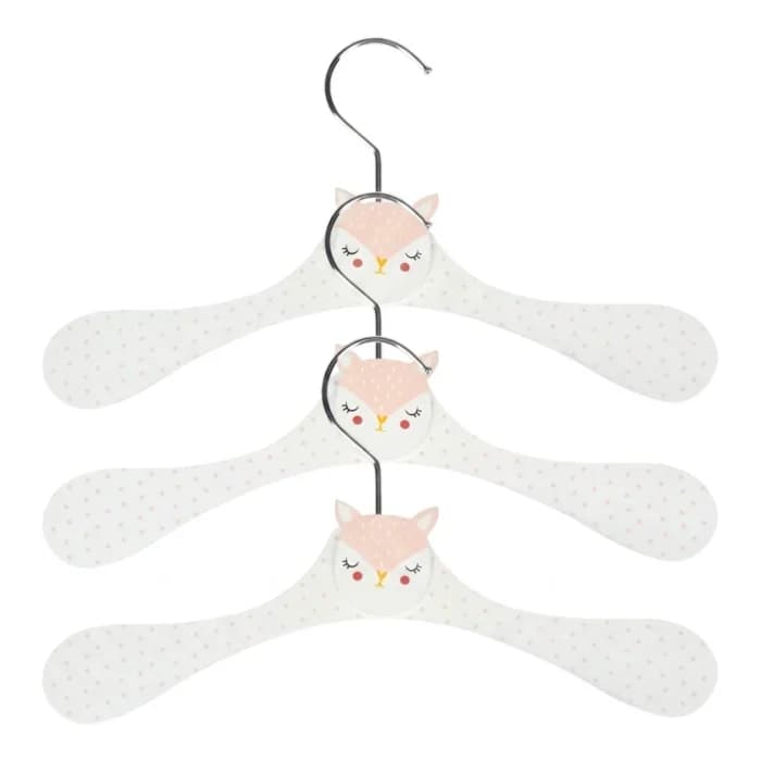 LOT DE 3 CINTRES ROSE MOTIF BICHE - Image 1