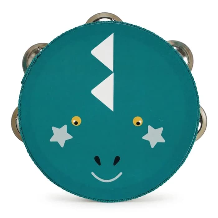 TAMBOURIN MOTIF DINOSAURE EN BOIS - Image 1