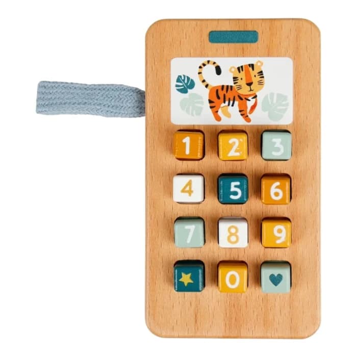 TÉLÉPHONE JOUET MOTIF TIGRE EN BOIS - Image 1
