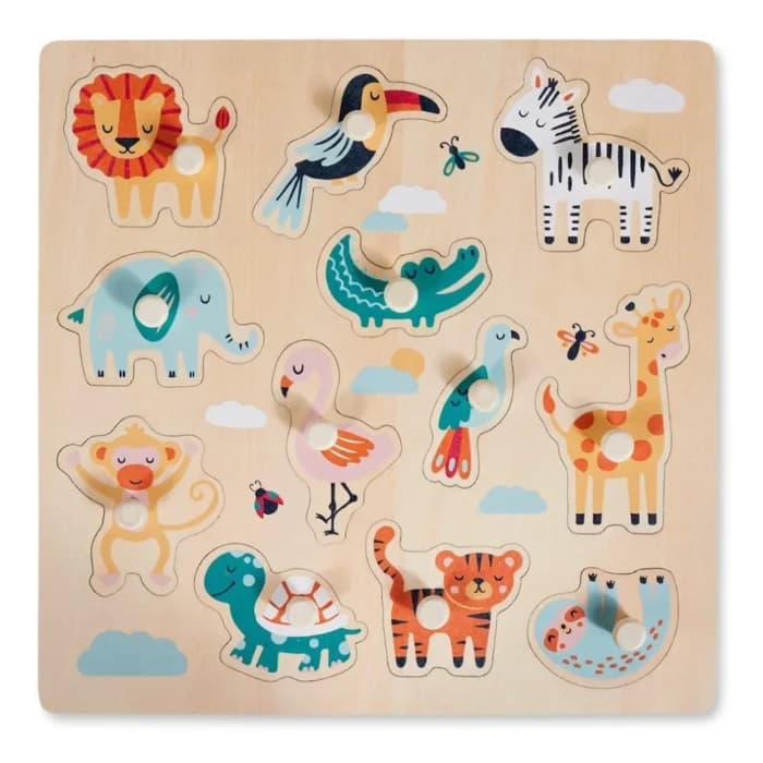 PUZZLE 12 PIÈCES THÈME JUNGLE EN BOIS - Image 1