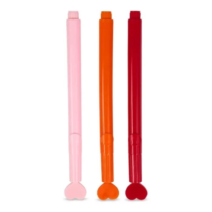 LOT DE 3 STYLOS TAMPON COEUR - Image 1
