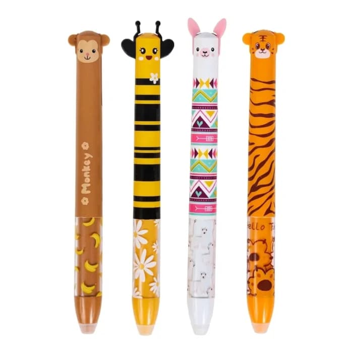 LOT DE 4 STYLOS EFFAÇABLES MOTIFS ANIMAUX - Image 1