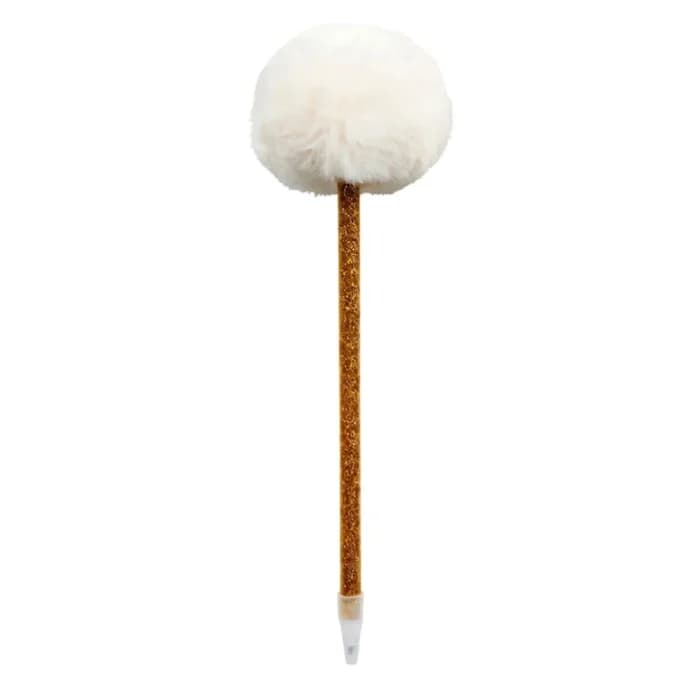 CRAYON AVEC POMPON - DORÉ ET BLANC - Image 1