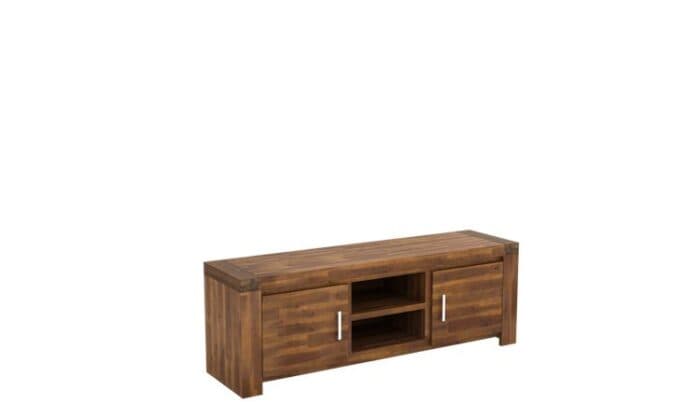 MEUBLE TV 2 PORTES + 2 NICHES -  ACACIA MASSIF - Image 2