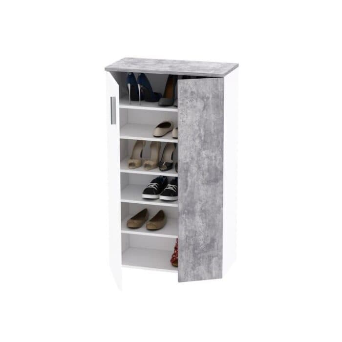 RANGEMENT CHAUSSURE 2 PORTES - BLANC ET GRIS - Image 2
