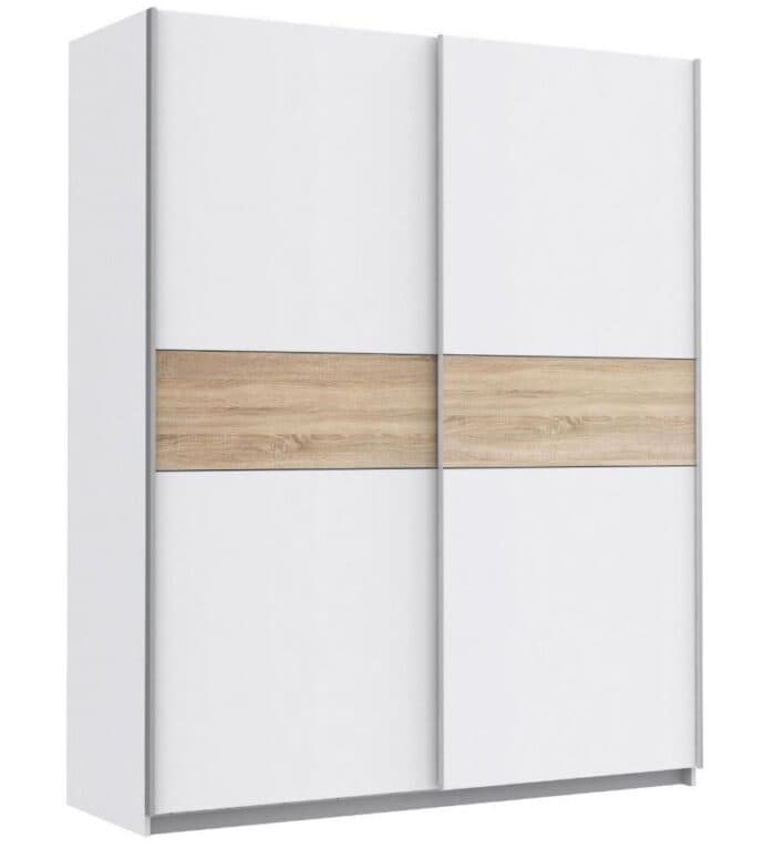ARMOIRE 2 PORTES COULISSANTES -  BLANCHE ET CHENE SONOMA - Image 2