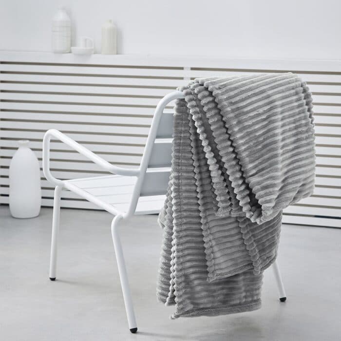 PLAID XL 150X200 CM EN POLYESTER CÔTELÉ - ACIER - Image 2
