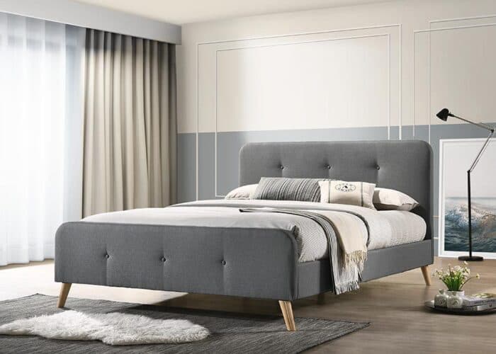 LIT TISSU 140 X 190 CM AVEC SOMMIER - GRIS - Image 2