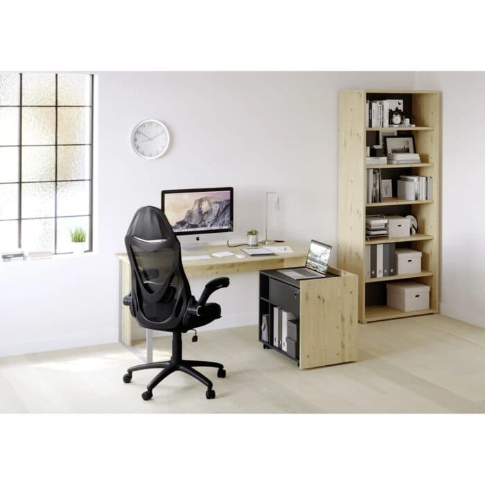 BUREAU D'ANGLE AVEC RANGEMENT - GRIS ET CHÊNE - Image 2