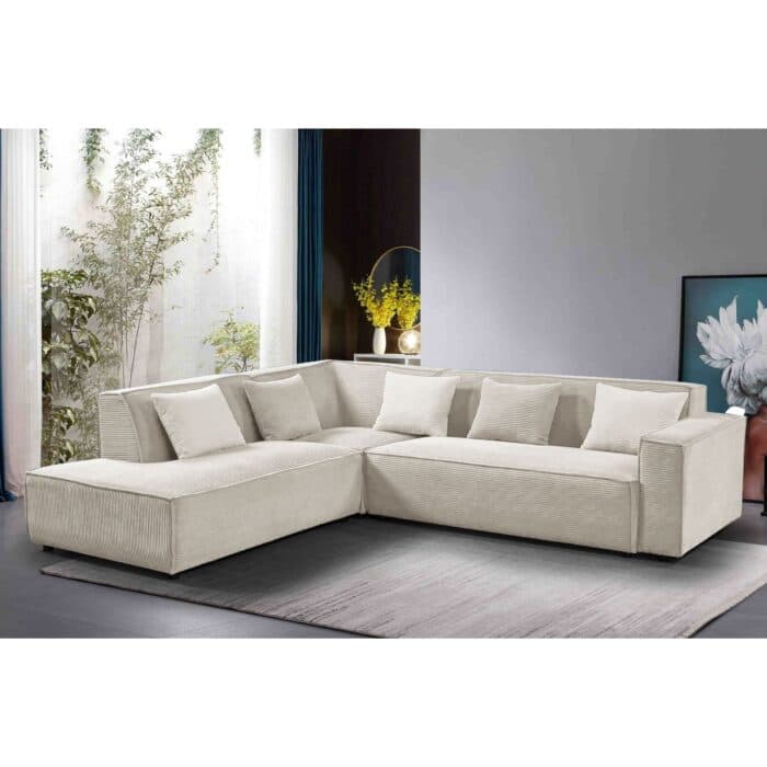 CANAPE D'ANGLE GAUCHE TISSU - BEIGE - Image 2