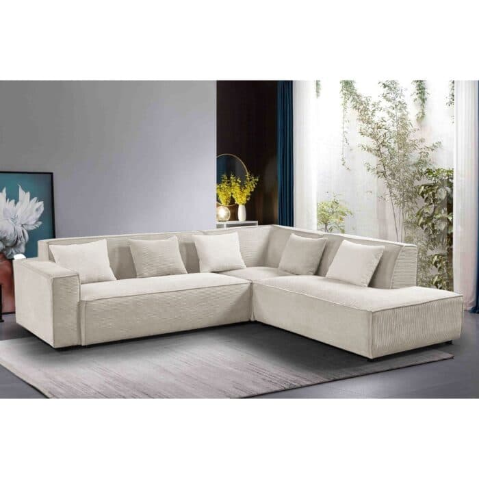 CANAPE D'ANGLE DROIT TISSU - BEIGE - Image 2