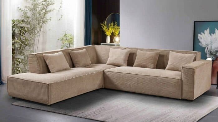 CANAPE D'ANGLE GAUCHE TISSU - MARRON - Image 2