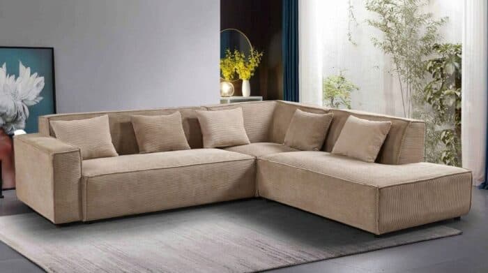 CANAPE D'ANGLE DROIT TISSU - MARRON - Image 2