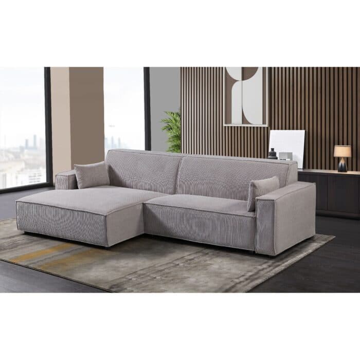 CANAPE D'ANGLE GAUCHE TISSU CÔTELÉ - GRIS FONCE - Image 2