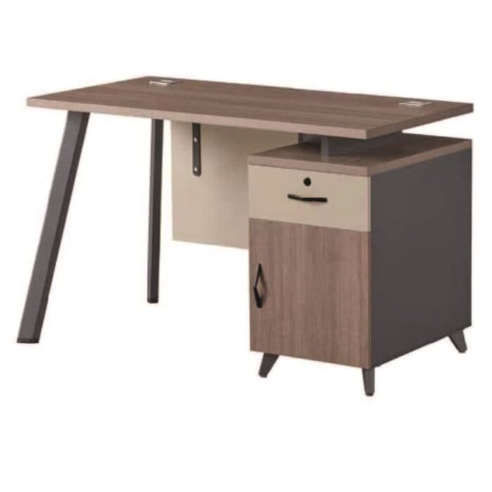 BUREAU 1 PORTE + 1 TIROIR -BOIS/TAUPE ET GRIS - Image 2