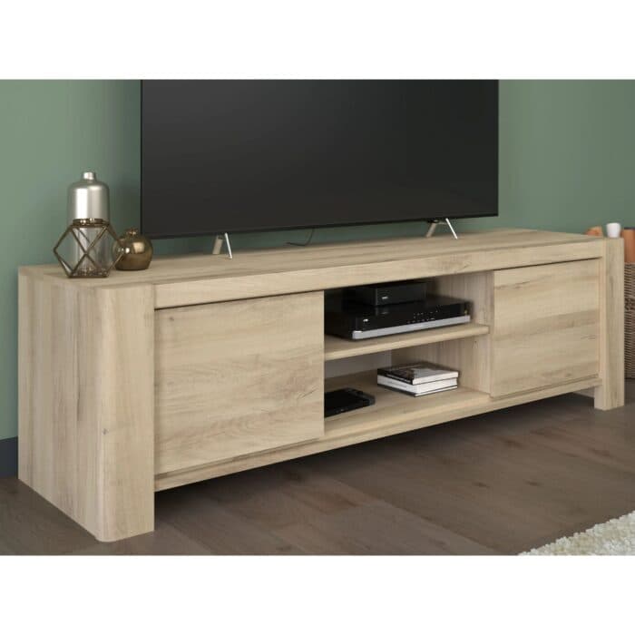 MEUBLE TV 2 PORTES + 2 NICHES - CHENE - Image 2