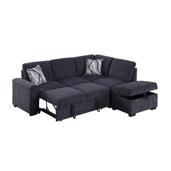 CANAPE D'ANGLE DROIT CONVERTIBLE AVEC OTTOMAN - GRIS FONCE - Image 2