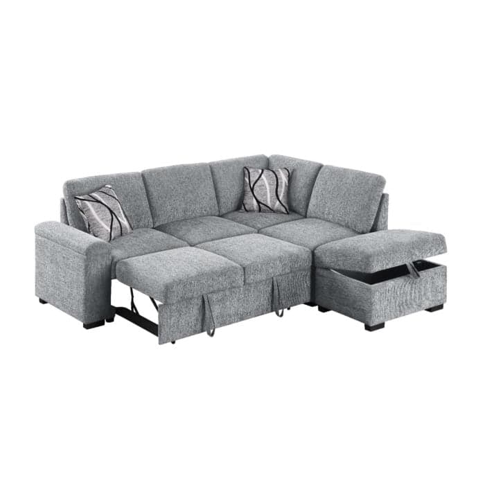 CANAPE D'ANGLE DROIT CONVERTIBLE AVEC OTTOMAN - GRIS CLAIR - Image 2