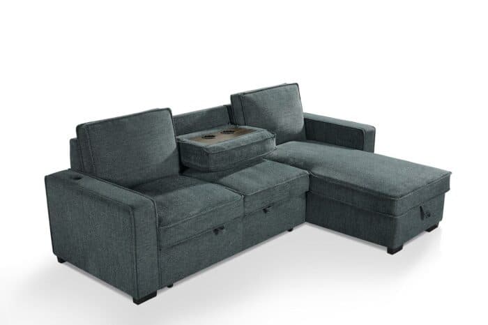 CANAPE D'ANGLE REVERSIBLE ET CONVERTIBLE AVEC COFFRE DE RANGEMENT - VERT - Image 2
