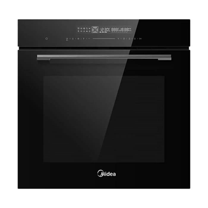 FOUR ENCASTRABLE MULTIFONCTION PYROLYSE 72 L 12 PROGRAMMES CLASSE A+ PORTE FROIDE - NOIR - MIDEA - Image 2