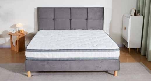 PACK MATELAS 160 X 200 CM + SOMMIER AVEC TÊTE DE LIT - GRIS - Image 2