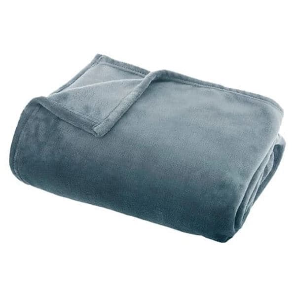 PLAID FLANELLE 180X230 CM UNI - BLEU ORAGE - Image 2