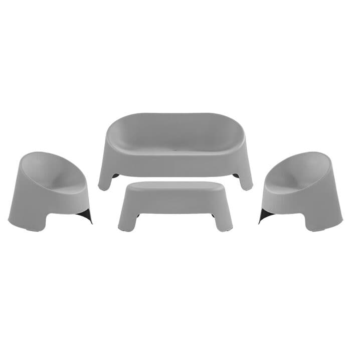 CANAPÉ 2 PLACES + 2 FAUTEUILS + TABLE BASSE - GRIS CLAIR - Image 2