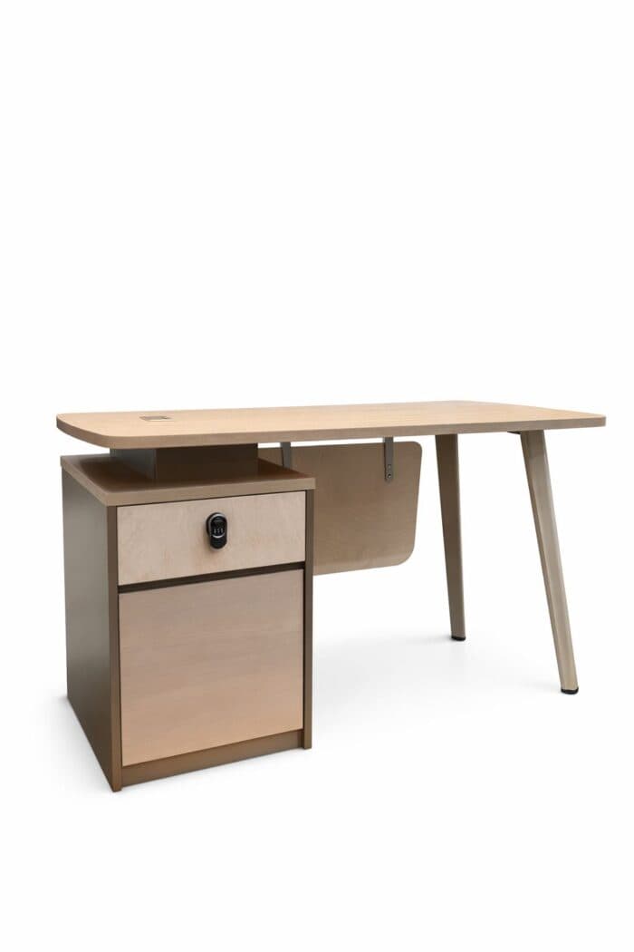 BUREAU 2 TIROIRS - BEIGE ET GRIS CLAIR - Image 2