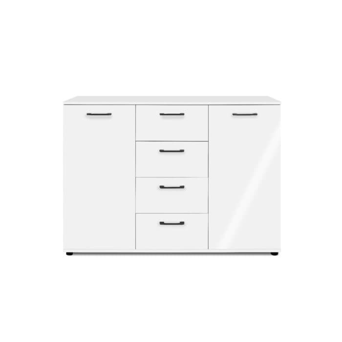COMMODE 2 PORTES 4 TIROIRS - BLANC - Image 2