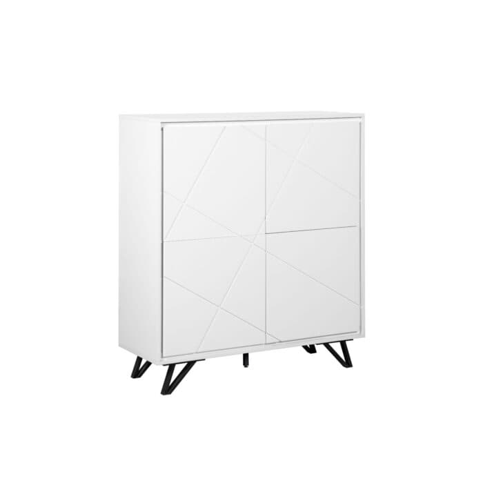 COMMODE 4 PORTES AVEC LED - BLANC - Image 2