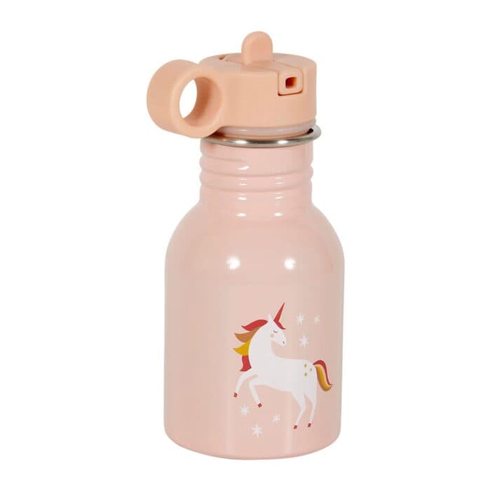GOURDE ENFANT 350ML EN MÉTAL MOTIF LICORNE - ROSE - Image 2