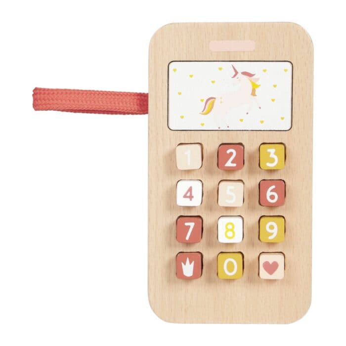 TÉLÉPHONE JOUET EN BOIS - ROSE - Image 2