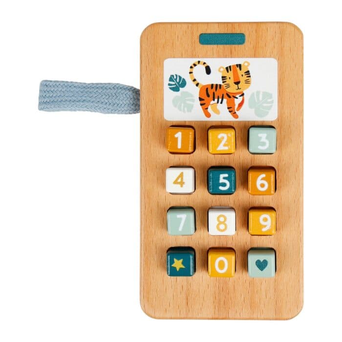 TÉLÉPHONE JOUET MOTIF TIGRE EN BOIS - Image 2