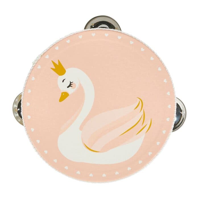 TAMBOURIN MOTIF CYGNE EN BOIS - Image 2
